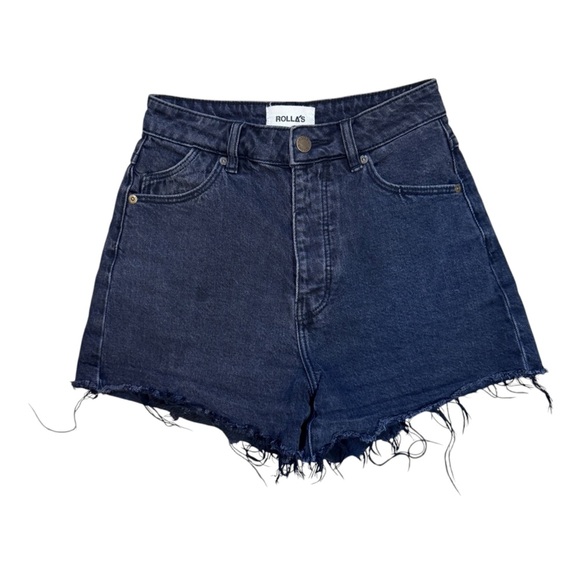 ROLLA'S Women's Black High Rise Cut Off Jean Shorts Size 25 - Picture 3 of 9